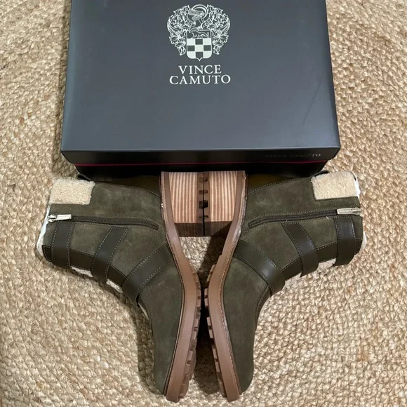 NWT Vince Camuto KLerica Leather Moto/Hiker Boot Olive / Natural Verona Sz 10 - Picture 4 of 8